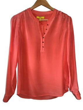 100% Silk Banana Republic Split Neck Blouse Quiet Luxury Milly Collection Size 2